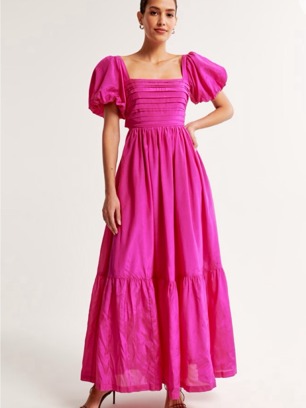 Abercrombie Emerson Puff-Sleeve Maxi Dress - Square Neck - Picture 1 of 3
